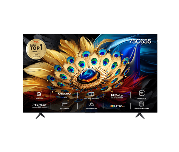[TCL] QLED 안드로이드12 4K UHD TV 75인치 스탠드형