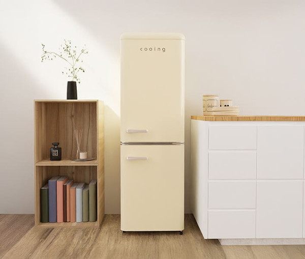 쿠잉 레트로 2도어 미니 소형냉장고 151L