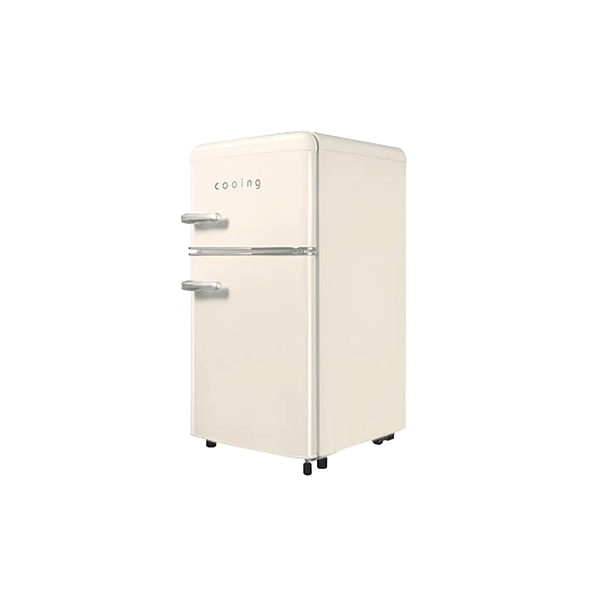 쿠잉 레트로 2도어 미니 소형냉장고 80L